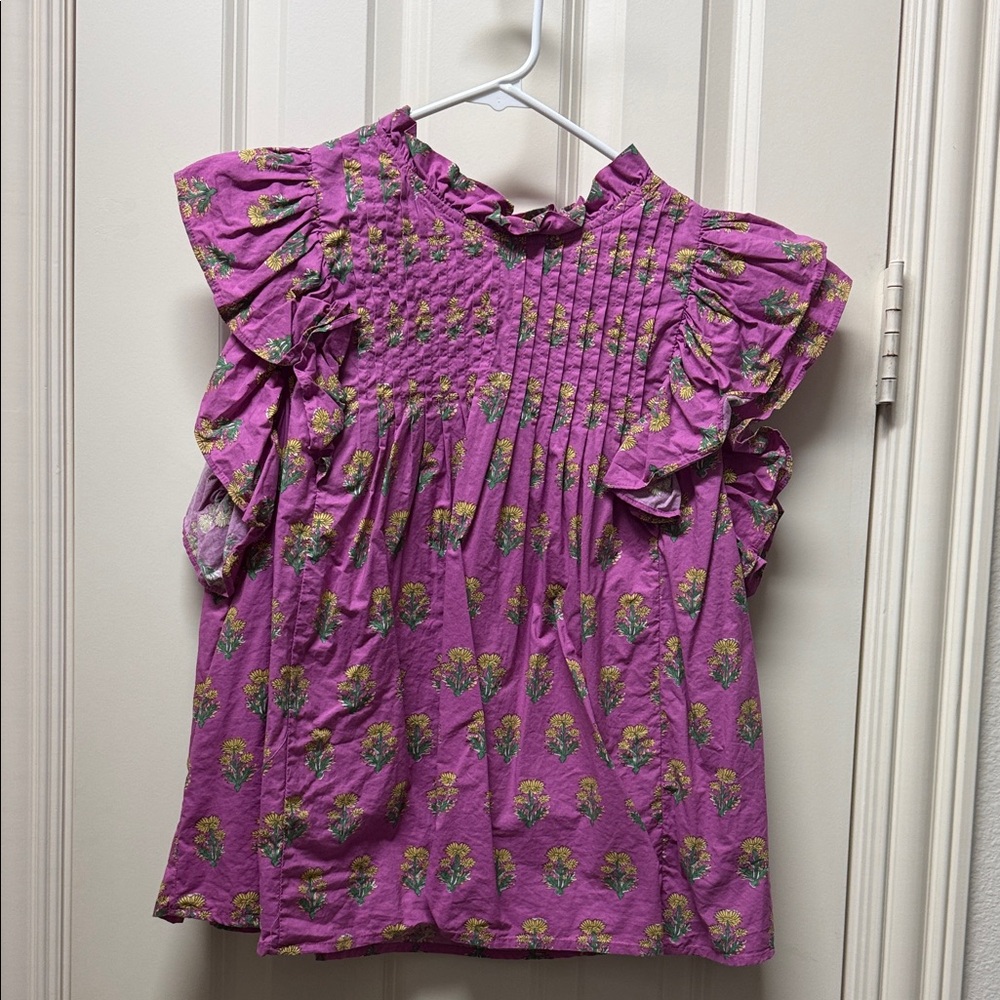 Hale house Floral Ruffle Sleeve Top - large